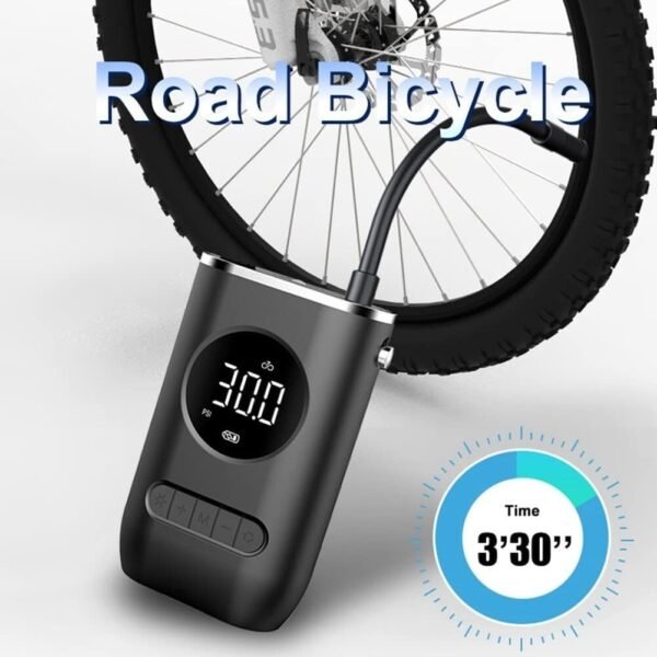 Tire Inflator Portable Air Compressor,Portable Electric Inflator 150PSI Cordless Electric Ball Inflator Rechargeable Bicycle Air  Inflator With Digital LED Display - Image 5