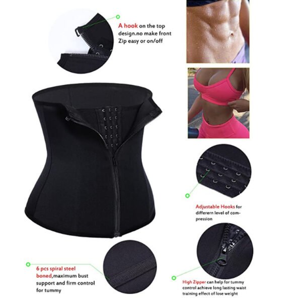 Amazon hot-selling zipper three-breasted belt neoprene corset body burst SWEAT fitness postpartum body girdle - Image 3