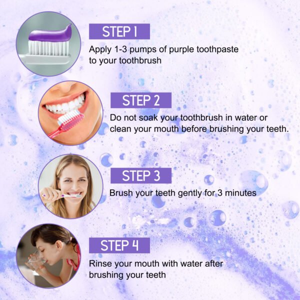 Jaysuing Purple Tooth Whitening Toothpaste Brightens Teeth, Cleanses Stains, Diminishes Odors, And Beauties Teeth Toothpaste - Image 2