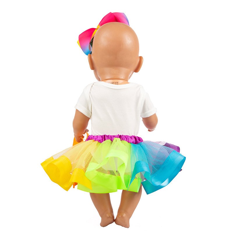 Fit 18 Inch 43Cm Pop Kleding Accessoires Geboren Nieuwe Baby Kinderkleding Met Regenboog Rok Voor Baby Verjaardag gift - Image 3