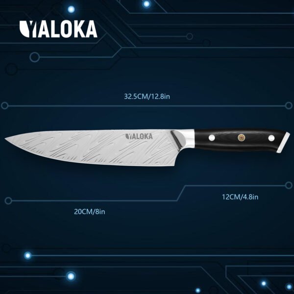 8 Inch Chef Knife Japanese Chef's Knife 7Cr17MoV High Carbon Steel Japanese Knife Full Tang G10 Handle Black Titanium Coated Blade Professional Cooking Knife Kitchen Knife - Image 7