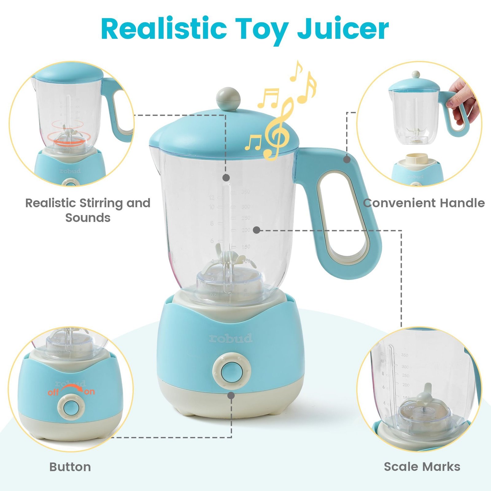 ROBOTIME Wooden Pretend Play Juicing Machine Toy Gift Toddlers - Image 10