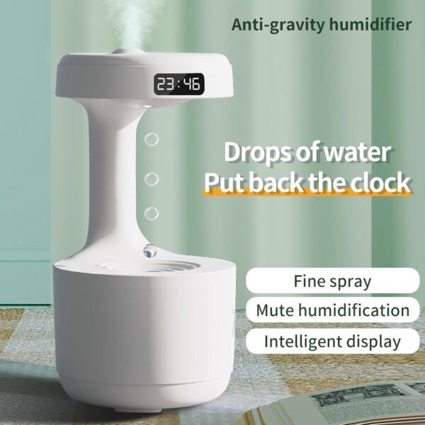 Bedroom Anti-Gravity Humidifier With Clock Water Drop Backflow Aroma Diffuser Large Capacity Office Bedroom Mute Heavy Fog Household Sprayer - Image 3