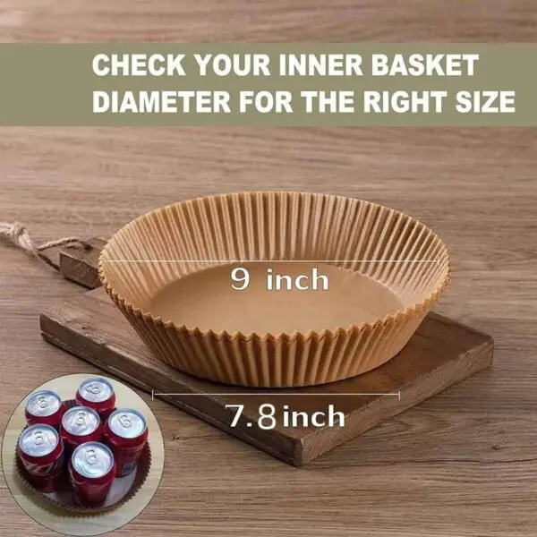 50PCS Ideal Kitchen Air Fryer Paper Liner Round 7.8 Inch,Baking Disposable Air Fryer Parchment Paper, Multipurpose Oil-absorbing Paper Tray - Image 2