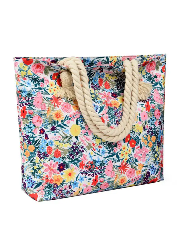 Art Flower Pattern Beach Bags For Women, Beach Bag Tote Waterproof Sandproof, Beach Bags For Women - Image 4