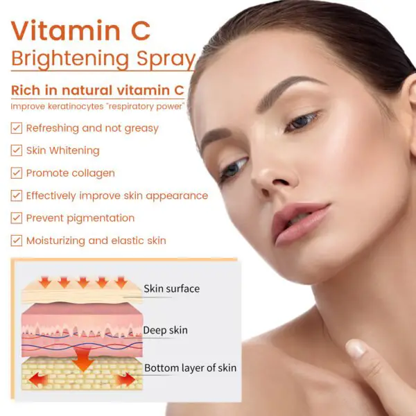 EELHOE Vitamin C Moisturizing Spray Moisturizing And Moisturizing Skin Lightening Acne Spots Rejuvenating And Whitening Spray - Image 7