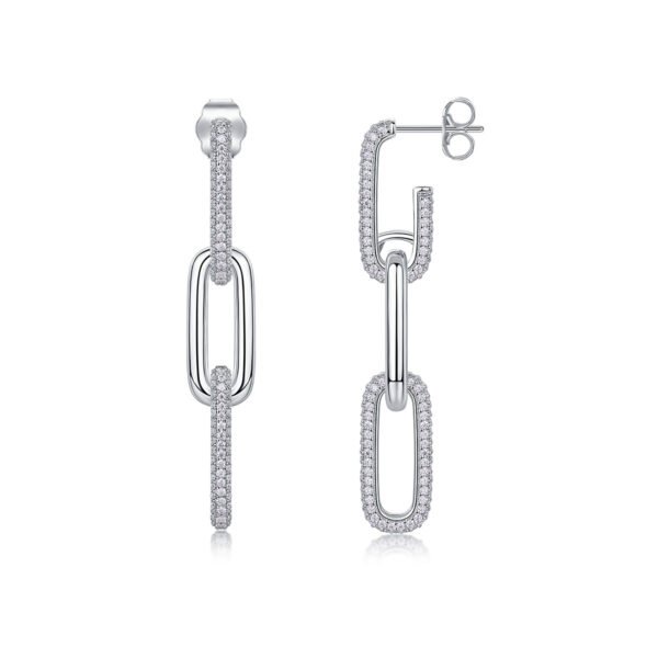 Chain Luxury Fashion Diamond Earrings Stud Set With Mosan Diamond Silver Ornaments - Image 4