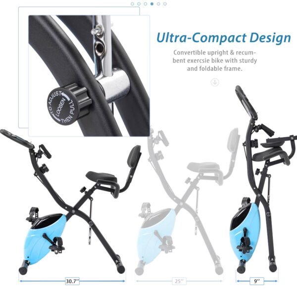 Folding Exercise Bike Fitness Upright And Recumbent X-Bike With 10-Level Resistance - Image 10