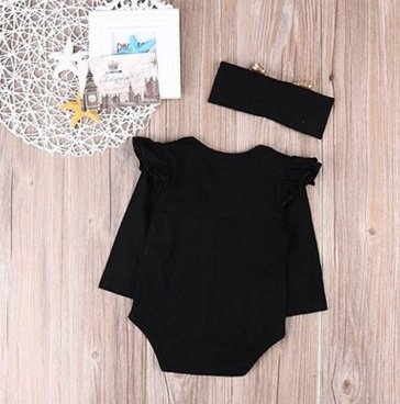 English Letter Baby One-piece 2pcs Set Head Scarf Hip-hop Style Suit - Image 2