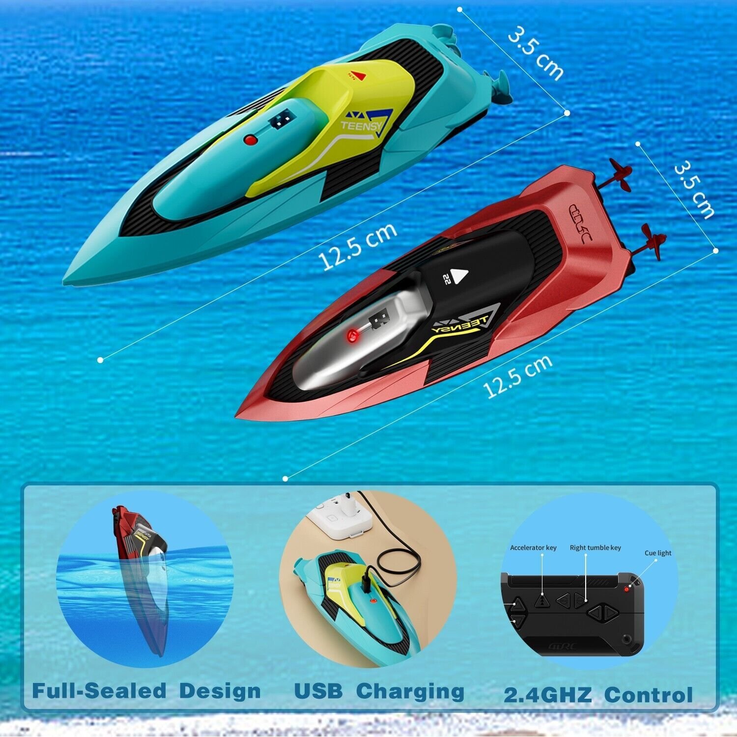 4DRC S5 Fast RC Boat For Pools And Lakes, 2.4 GHz 20- MPH Racing Boats For Kids - Image 9