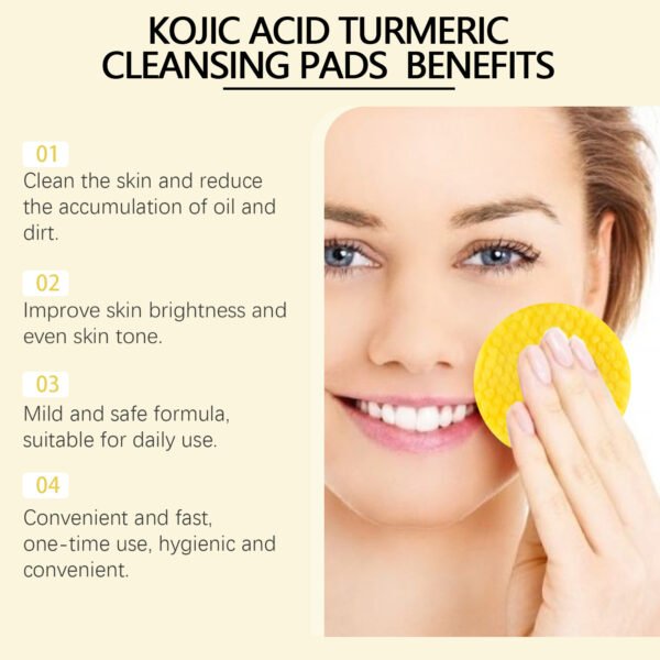 HOYGI Turmeric Acid Cleansing Pad Face Skin Pore Cleansing Makeup Remover Gentle Exfoliating Cleansing Pad - Image 5