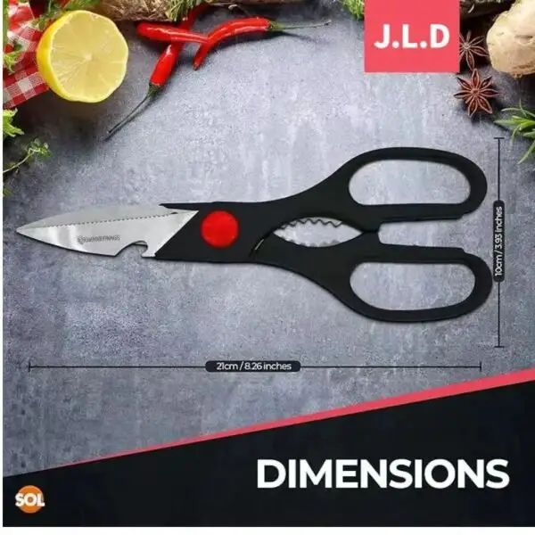 Heavy Duty Multi-Purpose Kitchen Scissors, Food Scissors, Sharp Scissors With Nutcrackers, Bottle Opener, Can Opener, Vegetable Cutting Scissors, Chopping Scissors, Multi-Purpose Utensil Gadgets - Image 3