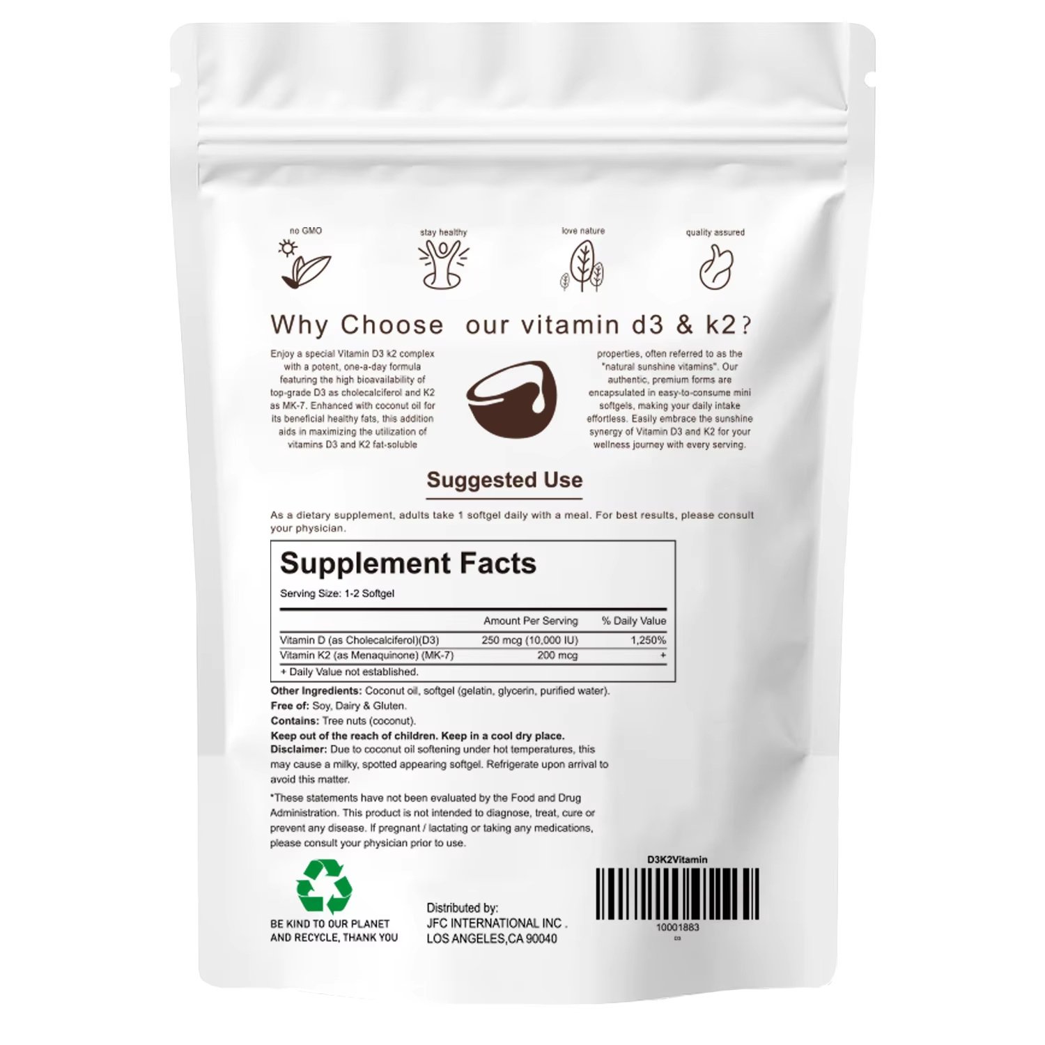 Immune Support D3 IU K2 200MCG Dietary Supplement D3 K2 Softgel Capsule - Image 5