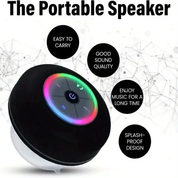 Wireless Speaker In The Bathroom - Audio, USB Charging Button Control, With Suction Cup, Secure Installation - Wireless Connection - Image 3