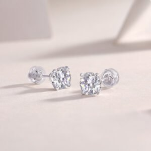 Rhymes Luxury Fashion Diamond Earrings Stud Inlaid With Mosan Diamond Silver Ornaments
