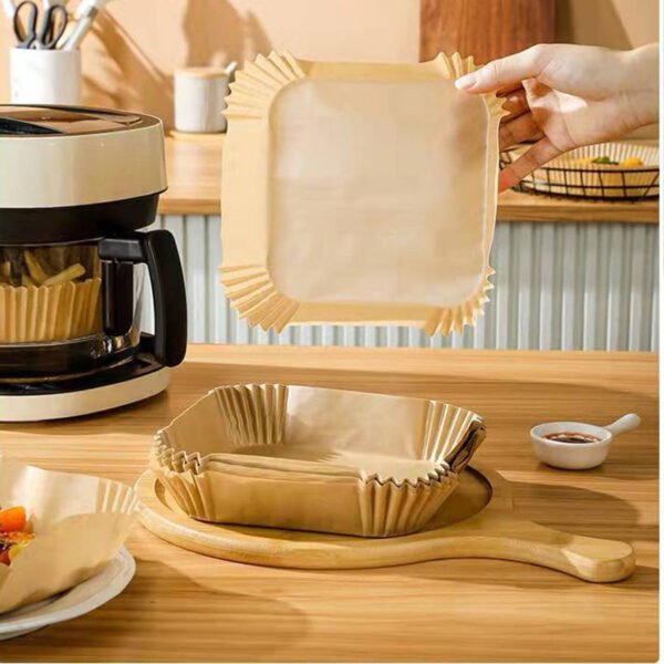 Air Fryer Disposable Paper Liners Parchment Paper Liner Non-Stick Air Fryer Paper Pads Oil Resistant Baking Paper Air Fryer Disposable Paper Liner Non-stick Disposable Liners - Image 4