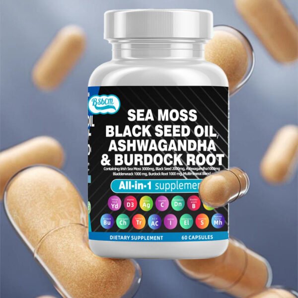 Sea Moss Fitness Burdock Multi-Mineral Vitamin Edible Supplement  Dietary, Healthcare 60 Count - Image 4