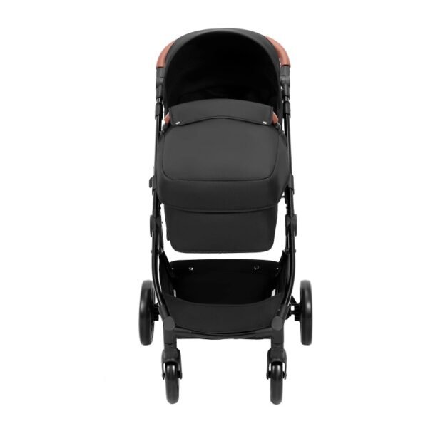 Standard Baby Stroller, Infant Toddler Stroller With Bassinet, 3rd-Gear Adjustable Backrest & Foldable & Reversible Seat, Carbon Steel Newborn Stroller With Leg Cover And Mesh Net, Black - Image 6