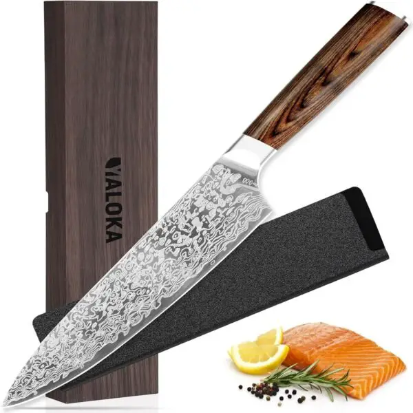 Japanese Vanadium Steel Chef Knife, 7.8 INCH Sharp Kitchen Knives With Laser Pattern And Rosewood Handle - Image 2