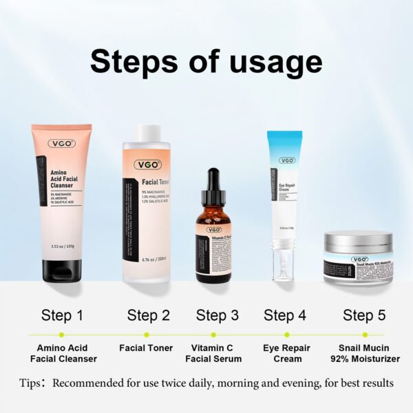SKINCARE 5-STEP ROUTINE CLEANSER - TONER - SERUM -EYE CREAM - MOISTURIZER - Image 5