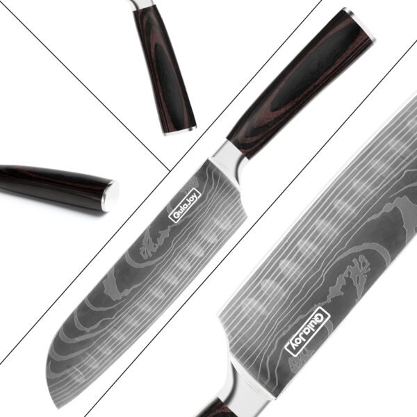 Qulajoy Santoku Knife, High Carbon Stainless Steel Chef Knife Japanese Kitchen Knives With Ergonomic Pakkawood Handle, Chopping Knife For Home Kitchen Cooking - Image 4