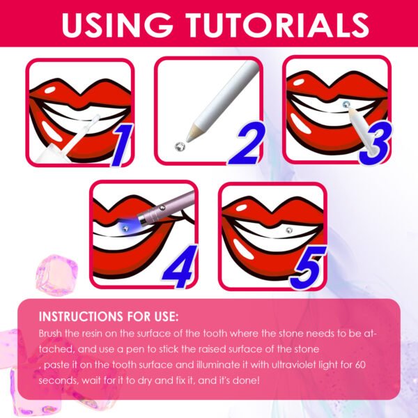 Jaysuing Tooth Gem Kit Jewelry Is Easy To Disassemble And Install, With Crystal Dental Drills And Sparkling Stickers - Image 4