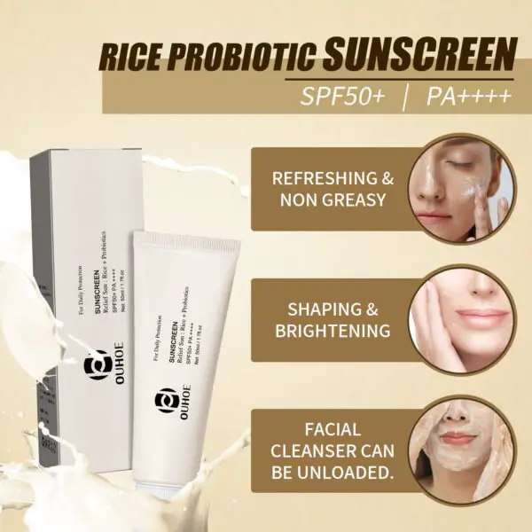 OUHOE Rice Probiotic Protection Cream Refreshing UV Moisturizing Face Cream - Image 3