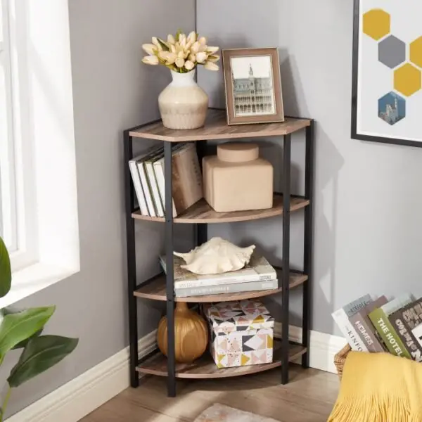 4-Tier Corner Shelf,Multipurpose Display Storage Stand For Kitchen,Home Office,living Room,Small Space - Image 4