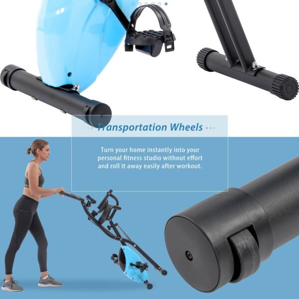 Folding Exercise Bike Fitness Upright And Recumbent X-Bike With 10-Level Resistance - Image 4