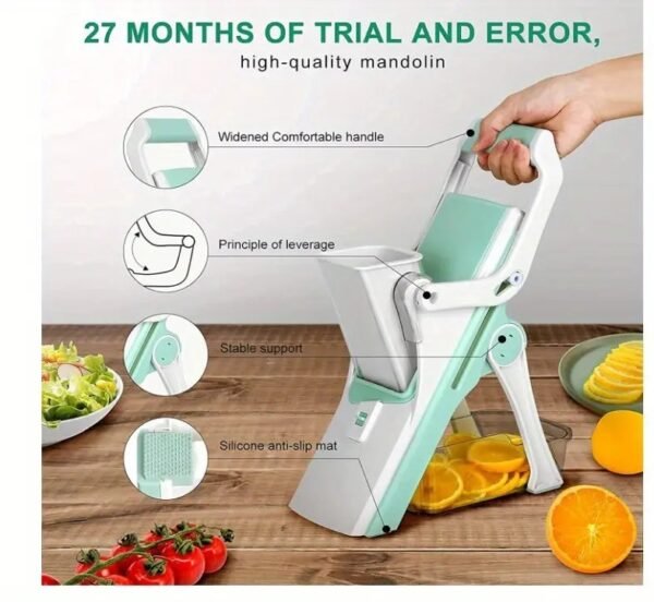 Safe Multifunctional Mushroom Slicer 5-in-1 Vegetable Slicer, Professional Food Slicer With Container, Vegetable Slicer For Fruit, Potato, Onion, French Fries Slicer - Image 4