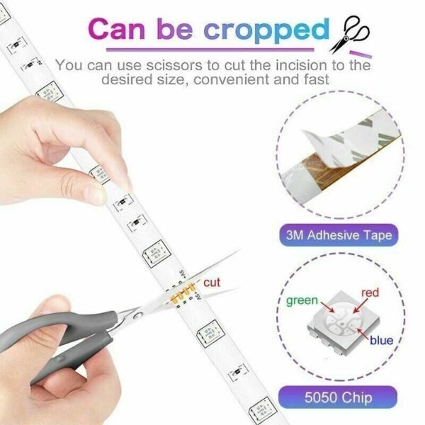 BRAND NEW 5050 RGB LED Strip Bluetooth Remote Lights TV Back Lights For Bar Room - Image 9