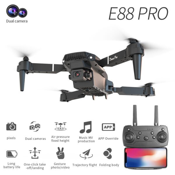 E88 Dual Camera Drone, WiFi FPV Double Folding RC Quadcopter Altitude Hold, Remote Control Toy For Beginners, Ideal Men's Gift For Outdoor Fun, Great For Christmas, Halloween, And Thanksgiving - Image 2