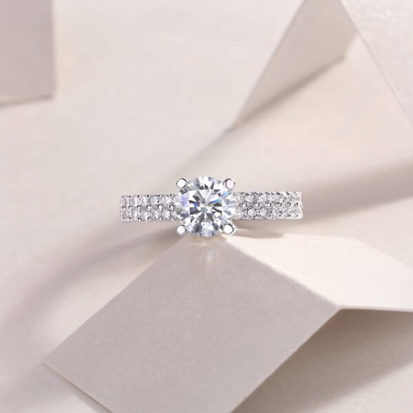 Arrange Large Diamond Rings, Wedding Rings, Luxury Fashion Set Moissanite Silver Rings - Image 7