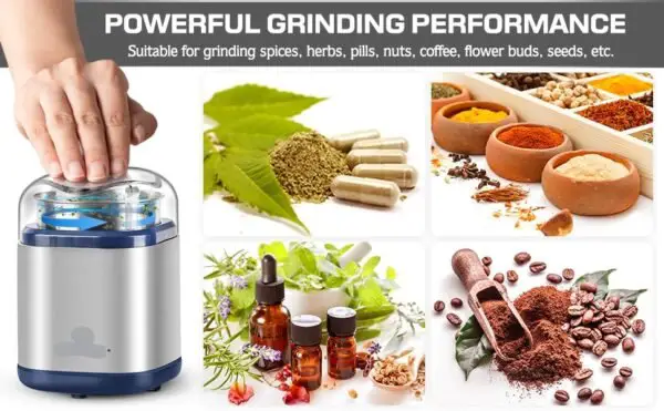 Electric Grinder For Herb,pice,Pollen And Coffee Fast Grinding For Flower Buds,Dry Spices,And Herbs Compact Size  Silver - Image 6