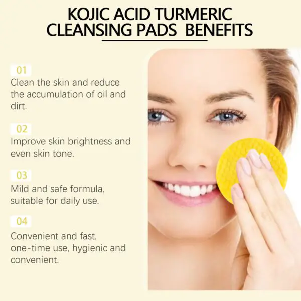 Hoygi Turmeric Acid Cleansing Pad Facial Skin Pore Cleansing, Makeup Remover Gentle Exfoliating Cleansing Pad - Image 6