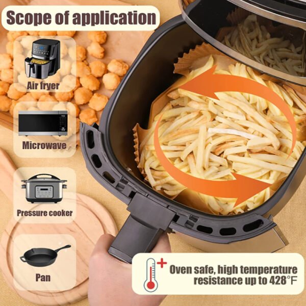 Air Fryer Disposable Paper Liners Parchment Paper Liner Non-Stick Air Fryer Paper Pads Oil Resistant Baking Paper Air Fryer Disposable Paper Liner Non-stick Disposable Liners - Image 3
