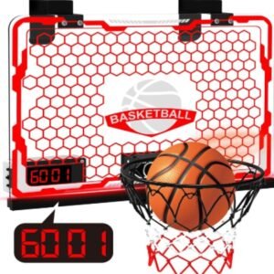 Children's Indoor Basketball Frame, Easy To Install Door, Basketball Frame Noise Reduction And 9 Modes, LED Lighting Scratch Resistant Electronic Scoreboard
