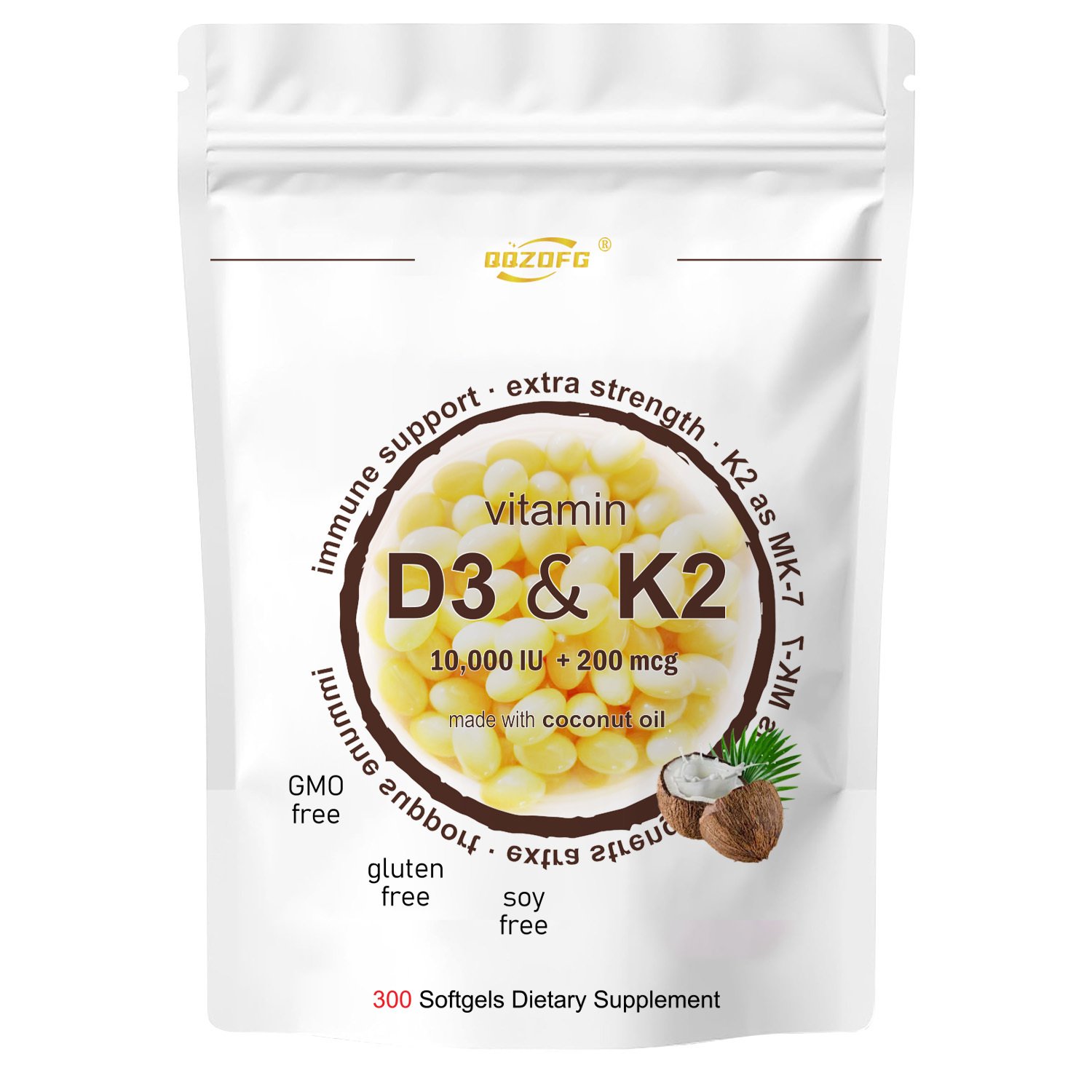 Immune Support D3 IU K2 200MCG Dietary Supplement D3 K2 Softgel Capsule - Image 2