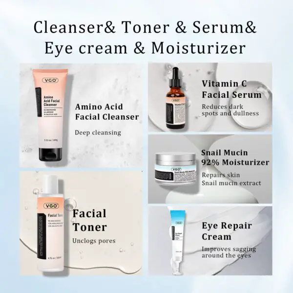 SKINCARE 5-STEP ROUTINE CLEANSER - TONER - SERUM -EYE CREAM - MOISTURIZER - Image 2