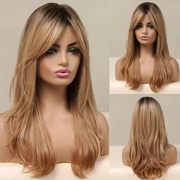 Blonde Wig Long Curly Hair Non-toxic Wig, Shoulder-length Heat-resistant, Synthetic Wig Bangs, 20 Inches , Suitable For The Whole Scene. - Image 3