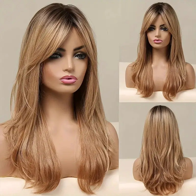 Blonde Wig Long Curly Hair Non-toxic Wig, Shoulder-length Heat-resistant, Synthetic Wig Bangs, 20 Inches , Suitable For The Whole Scene. - Image 3