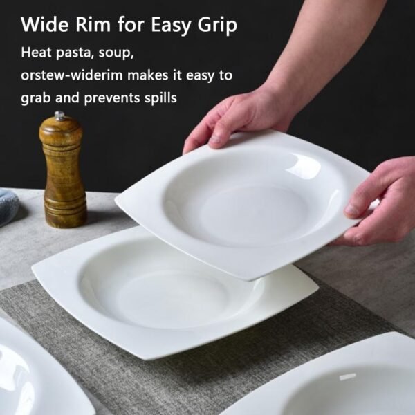 6-piece Set Of White Bone China 9.5-inch Square Soup Plate - Image 7
