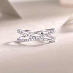 Double Band Diamond Ring Luxury Fashion Set Moissanite Silver Ring