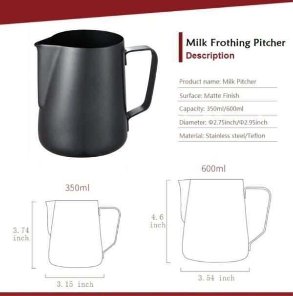 Stainless Steel Milk Frothing Jar - 350 Ml, Matte - Image 3
