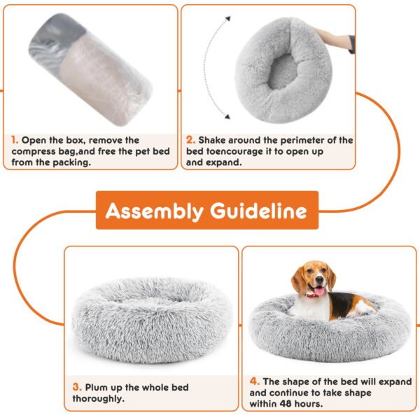 24 Inch Anti-Slip Round Fluffy Plush Faux Fur Cat Bed, Fits Up To 25 Lbs Pets - Image 3