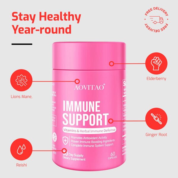 Natural Herbal Immune Defense Immunity Vitamins Supplement Booster And Mushroom Supplement With Lion's Mane, Reishi, Chaga, Cordyceps, Turkey Tail & More - Image 5