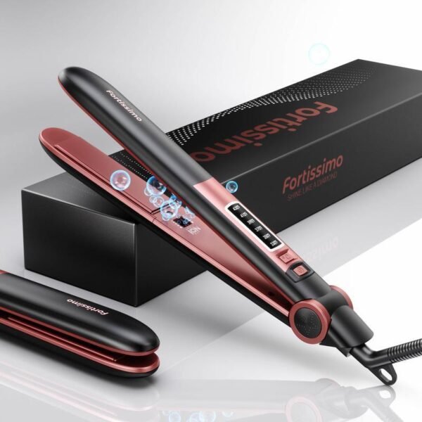 Powerful Negative Ion Hair Straightener Professional Ceramic Straightening Plate Six Adjustable Temperature Settings 230F To 450F 15 Second Rapid Heating 2 In 1 Design For Straightening And Curlin