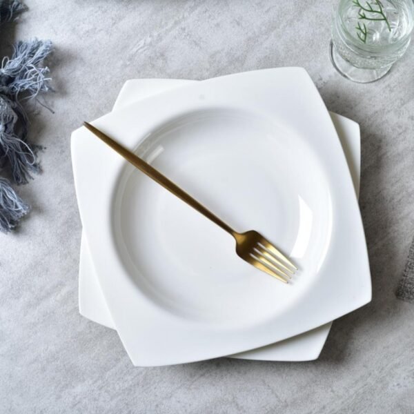 6-piece Set Of White Bone China 9.5-inch Square Soup Plate - Image 10