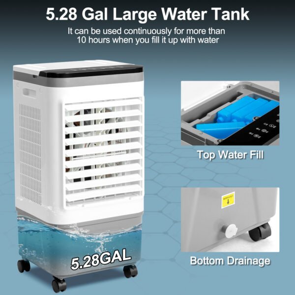 American Specification, Evaporative Air Cooler, Fan, Cooling And Humidification 3-in-1, 12-hour Timer - Image 4