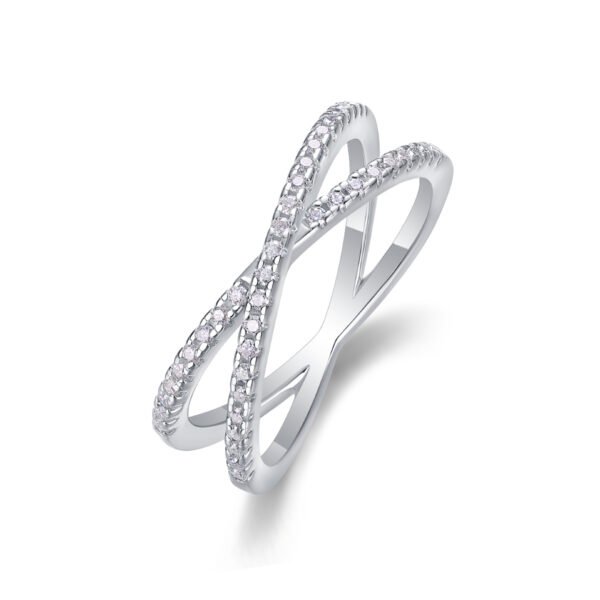 Double Band Diamond Ring Luxury Fashion Set Moissanite Silver Ring - Image 4